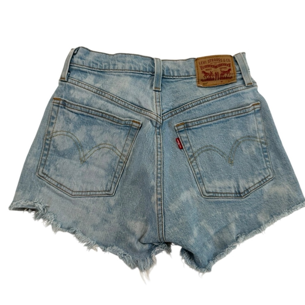 Levis 501 Women’s Denim Cut Off Shorts Waist Sz 24 Blue Button Fly 5 Pocket - Picture 3 of 17